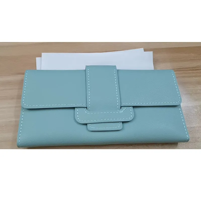 PU Leather Women Wallets Luxury Long Hasp Fold-over Pattern Coin Purses Female Brand Solid Colors New Thin Clutch Phone Bag