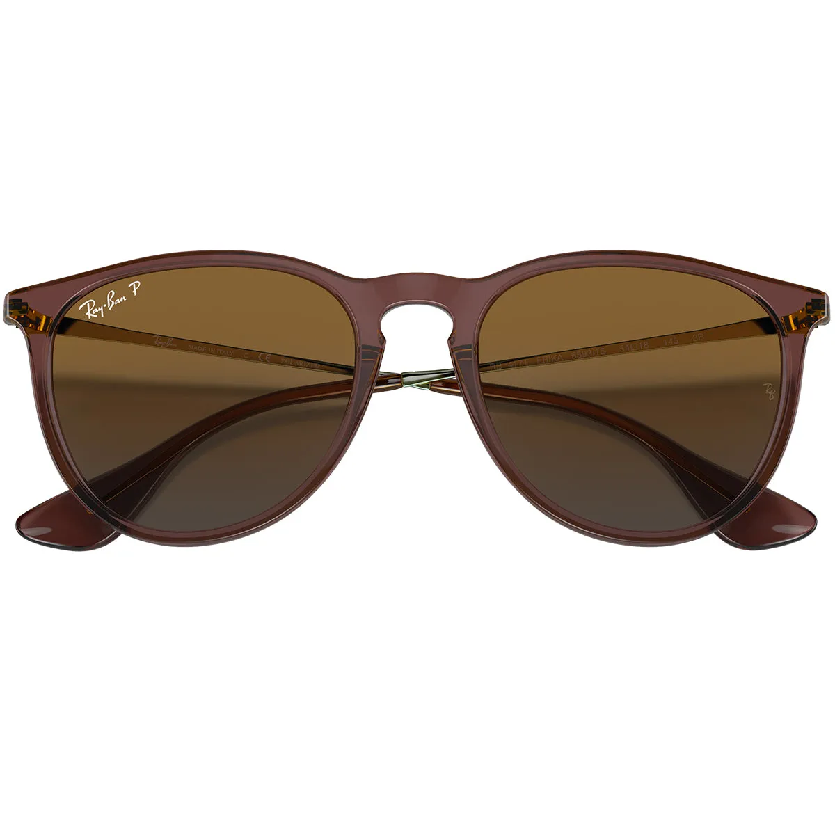 Ray-Ban Erika Classic Polarized Sunglasses - Polished Transparent Dark Brown/Brown