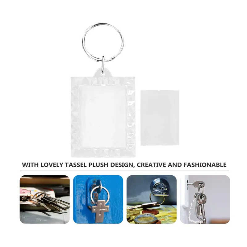 Rectangle Blank Acrylic Photo Insert Keychains