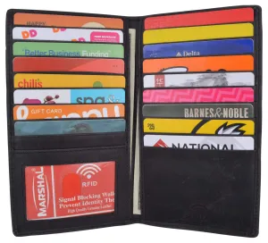 RFID Blocking Bifold Credit Card ID Holder Hunter Leather Wallet for Men & Women