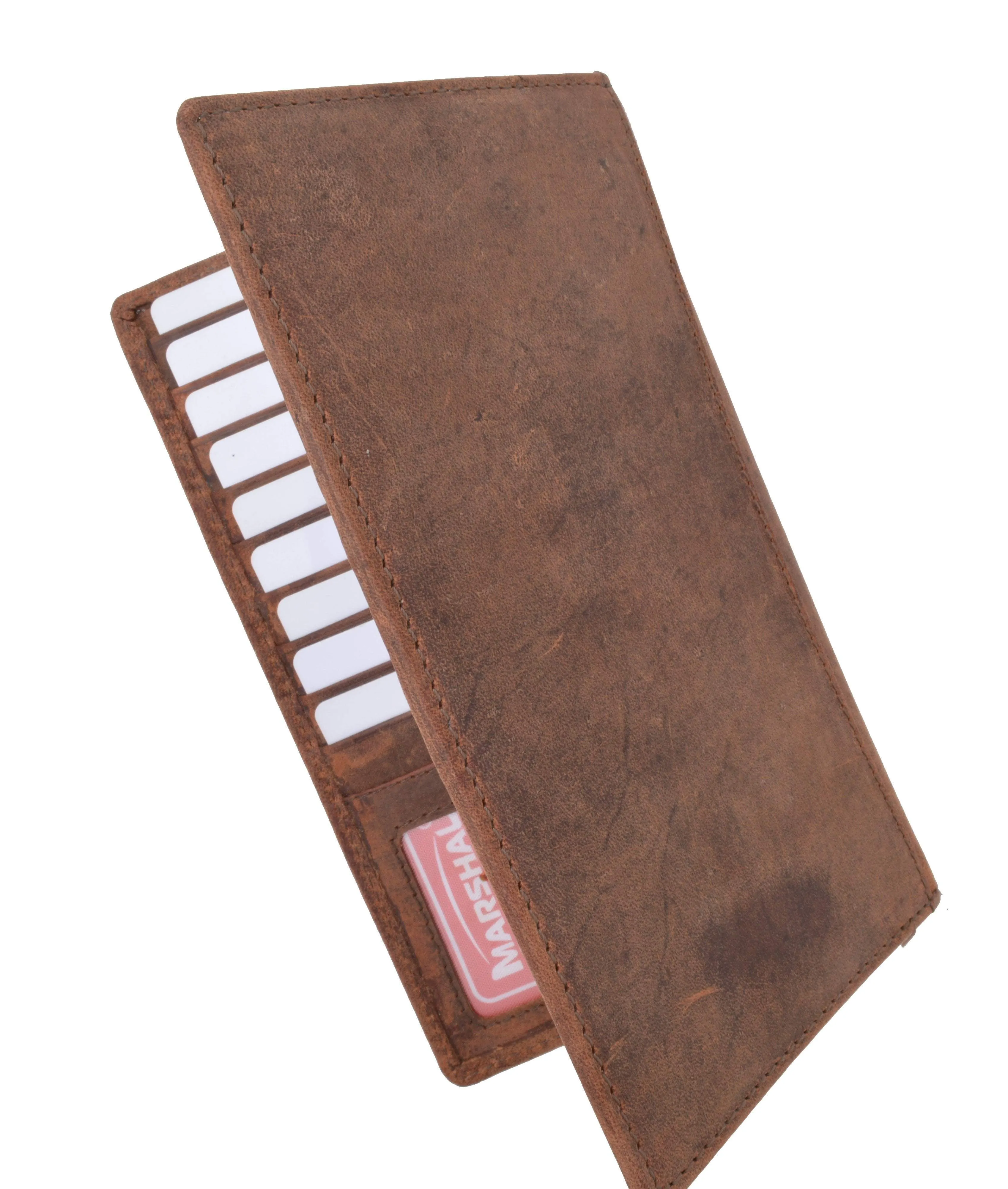 RFID Blocking Bifold Credit Card ID Holder Hunter Leather Wallet for Men & Women
