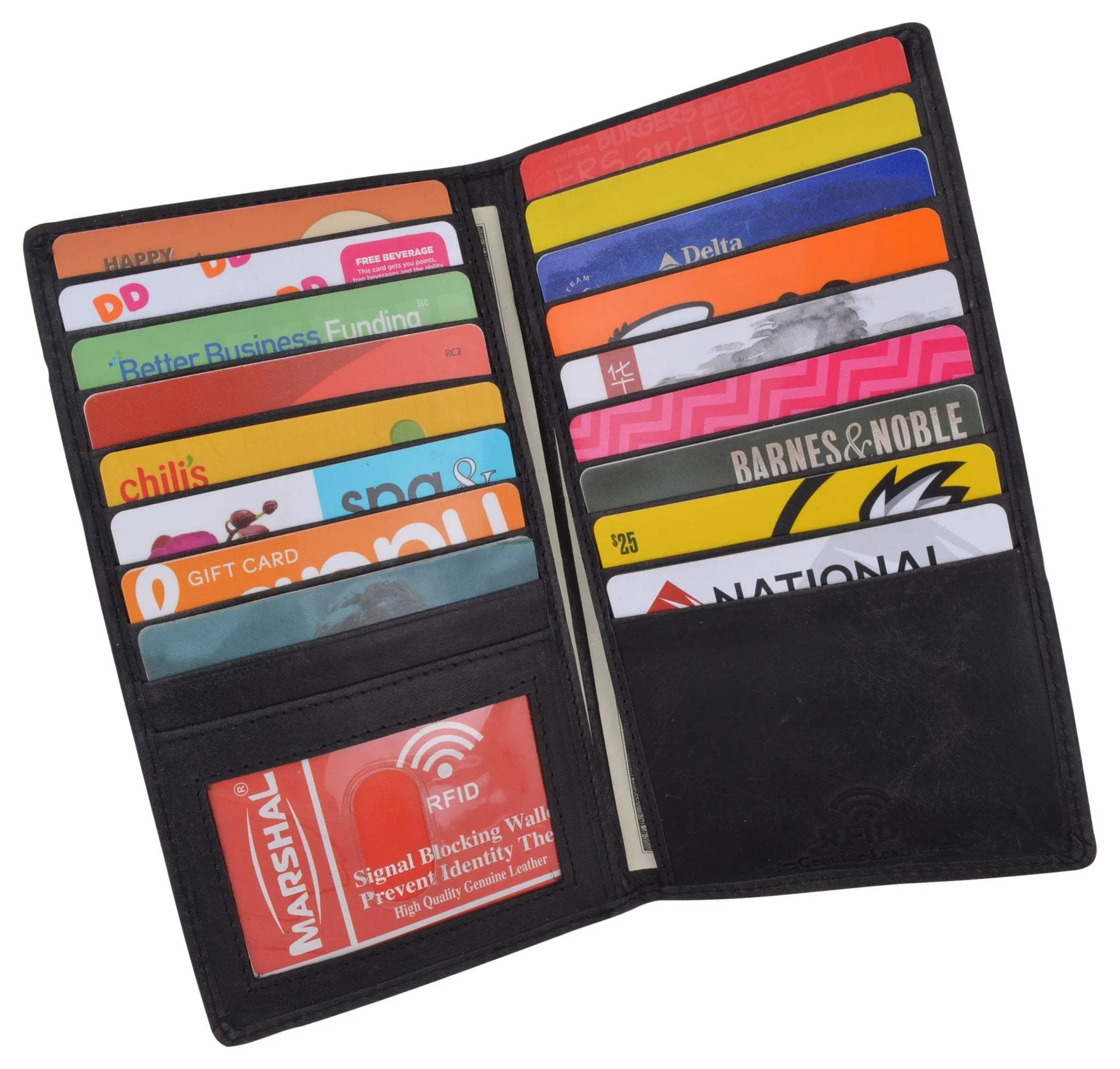 RFID Blocking Bifold Credit Card ID Holder Hunter Leather Wallet for Men & Women