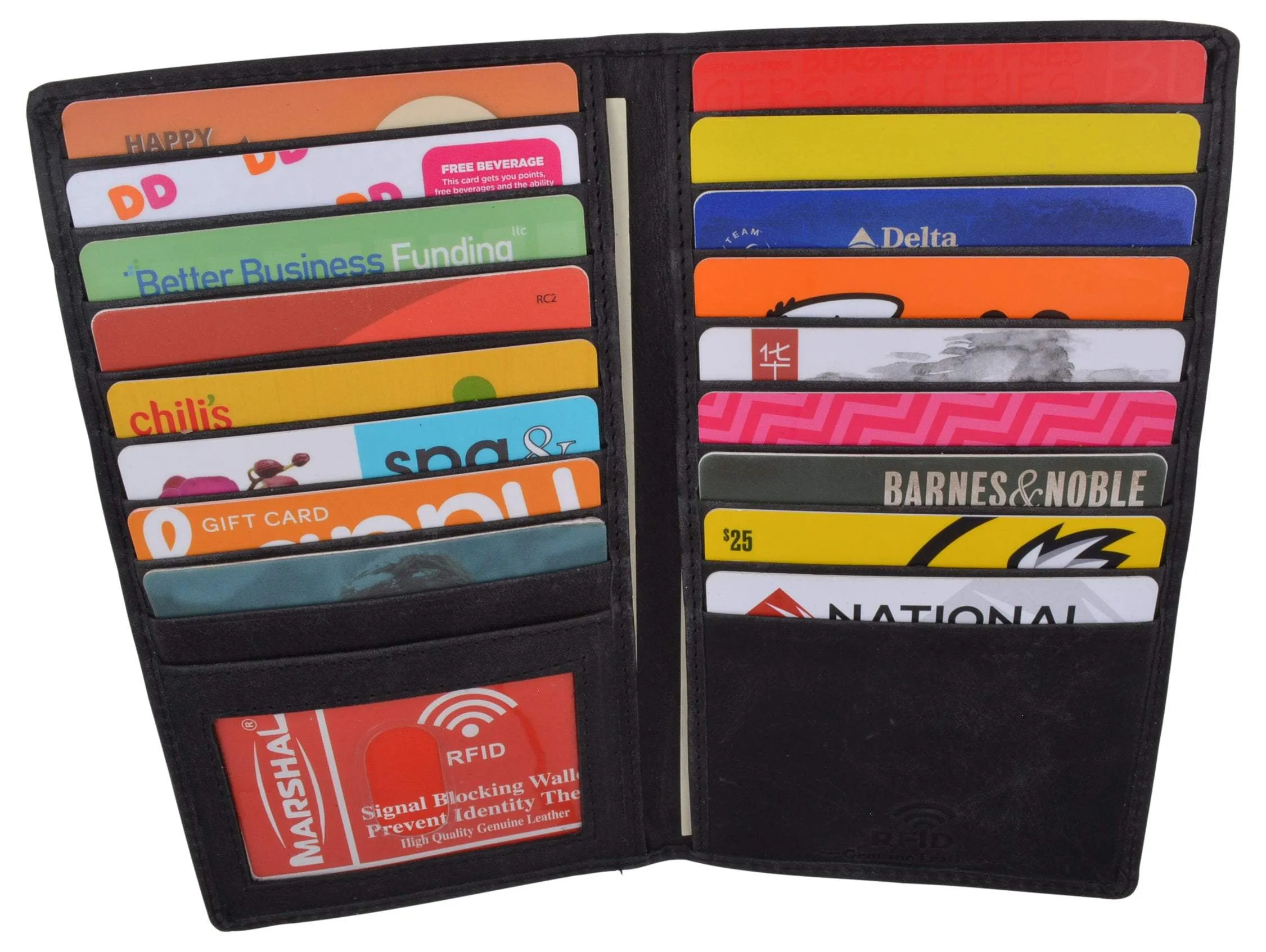 RFID Blocking Bifold Credit Card ID Holder Hunter Leather Wallet for Men & Women