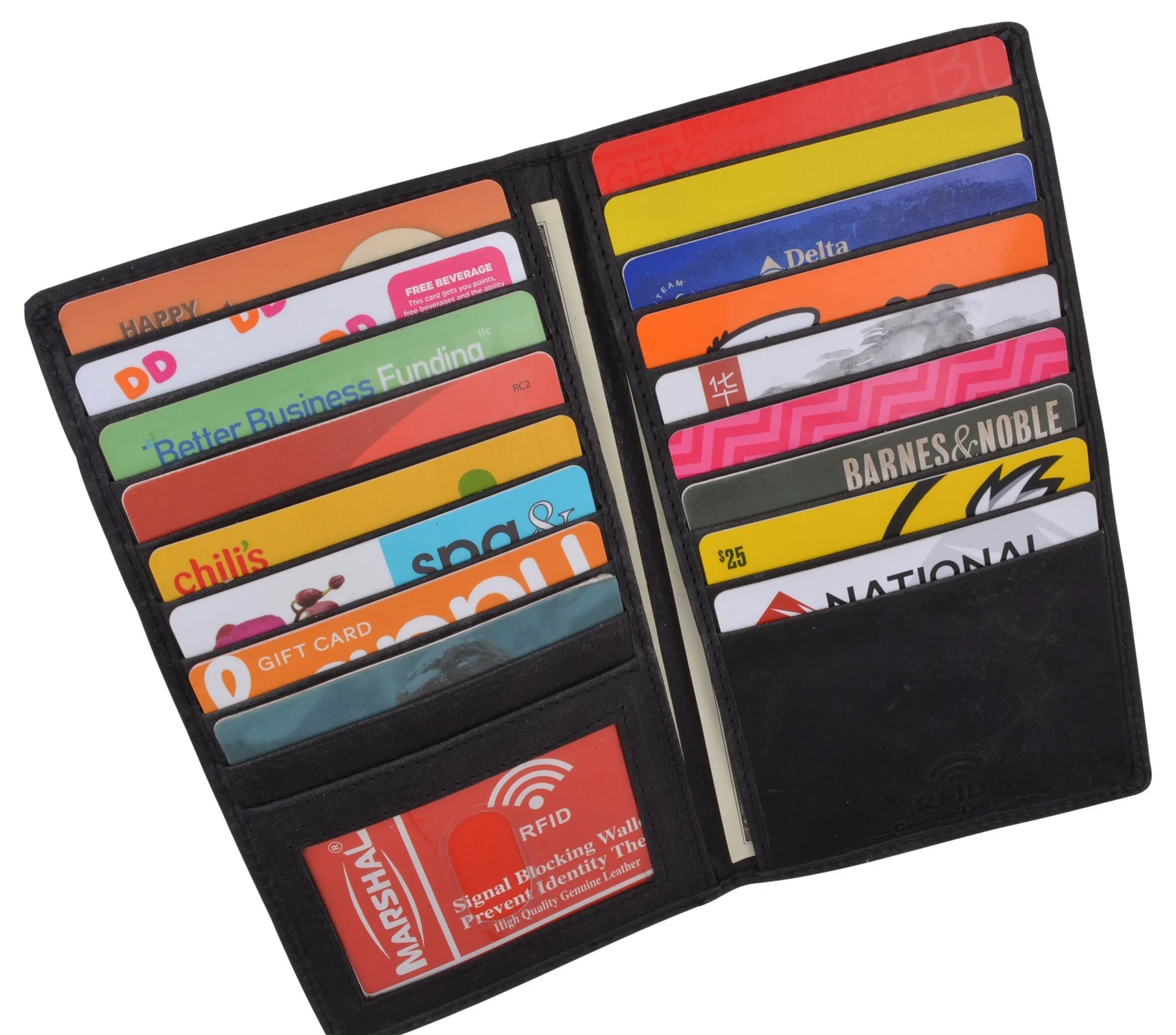 RFID Blocking Bifold Credit Card ID Holder Hunter Leather Wallet for Men & Women