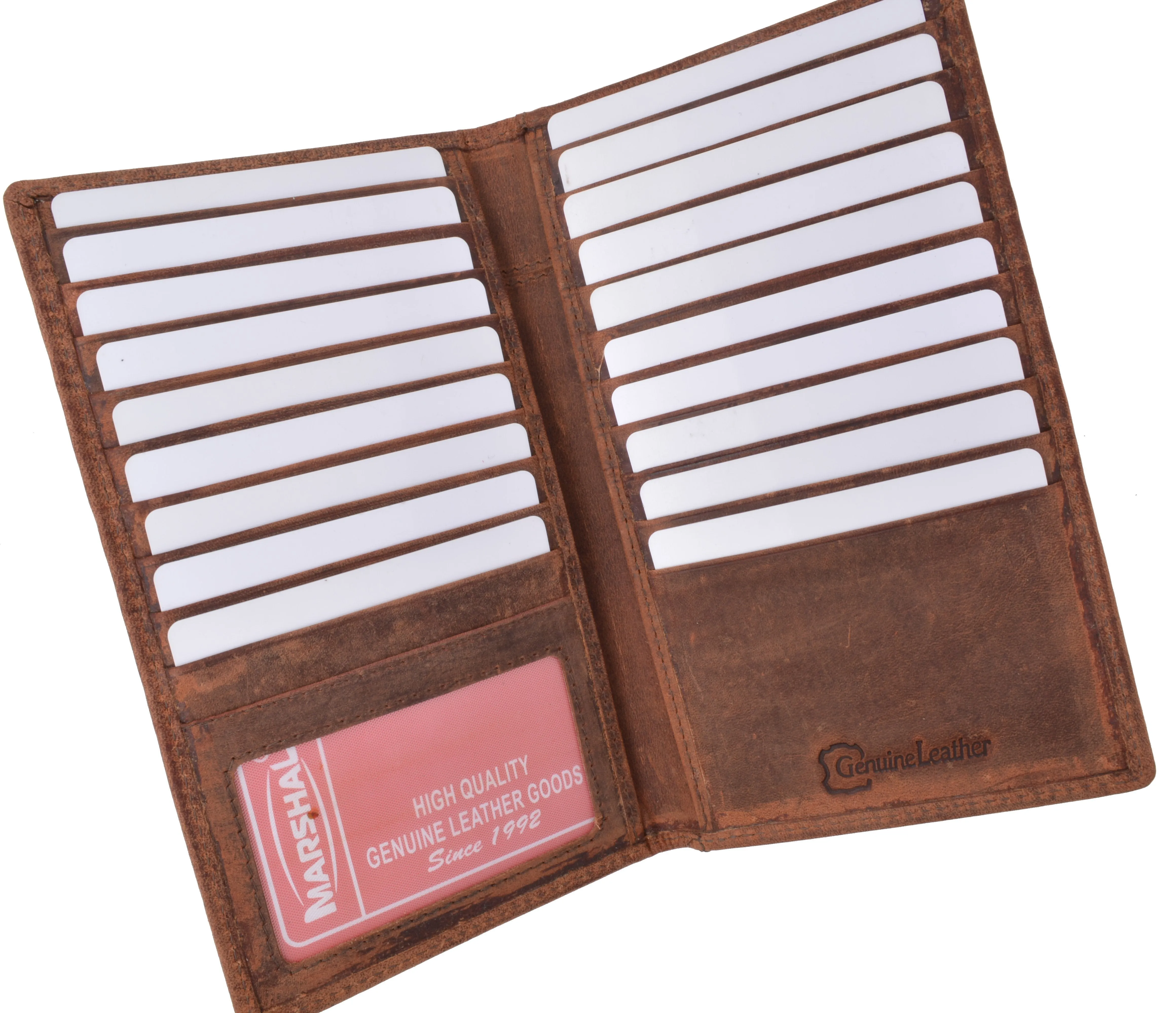 RFID Blocking Bifold Credit Card ID Holder Hunter Leather Wallet for Men & Women