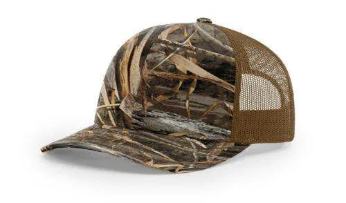 Richardson 112P Camo Trucker Hat Snapback Caps Camo Blaze Orange Realtree Mossy Oak Hats