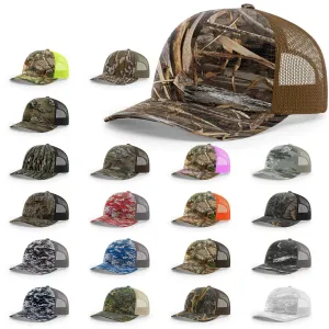 Richardson 112P Camo Trucker Hat Snapback Caps Camo Blaze Orange Realtree Mossy Oak Hats