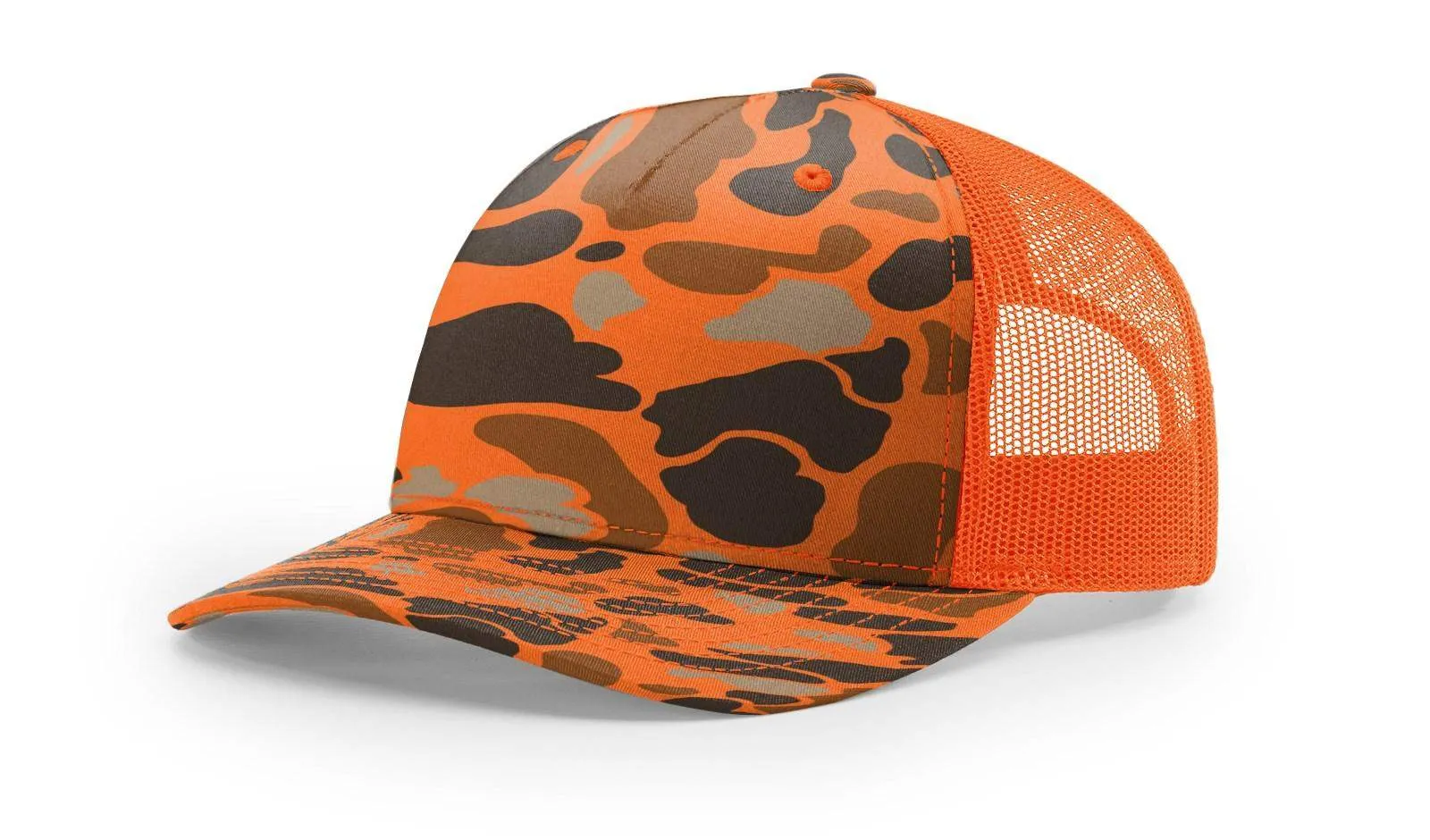Richardson 112P Camo Trucker Hat Snapback Caps Camo Blaze Orange Realtree Mossy Oak Hats
