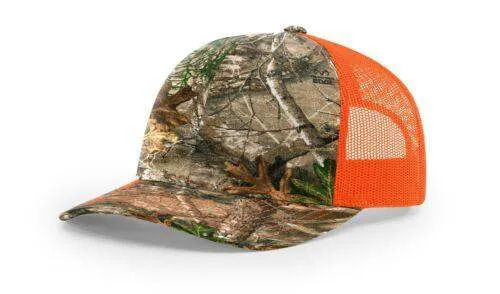 Richardson 112P Camo Trucker Hat Snapback Caps Camo Blaze Orange Realtree Mossy Oak Hats