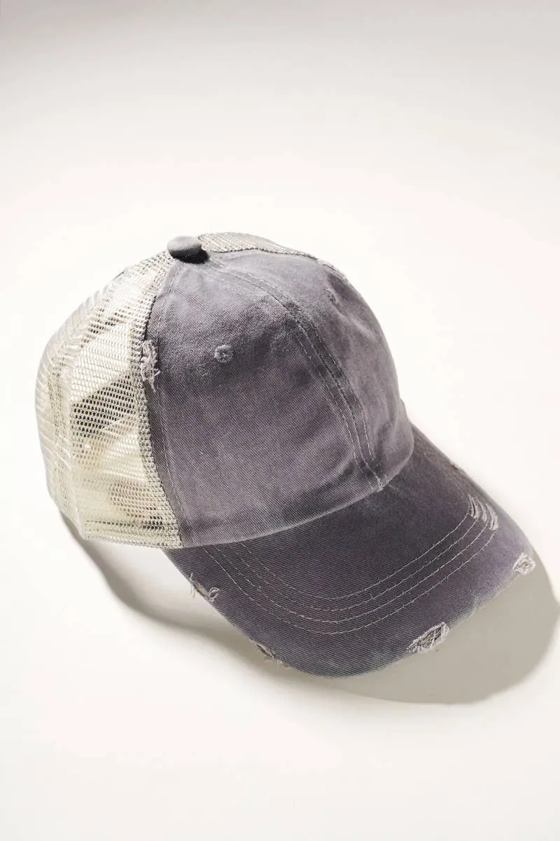 Ripped and Washed Solid Baseball Caps
