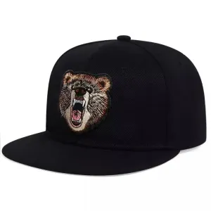 Roaring Bear Black Snapback Cap