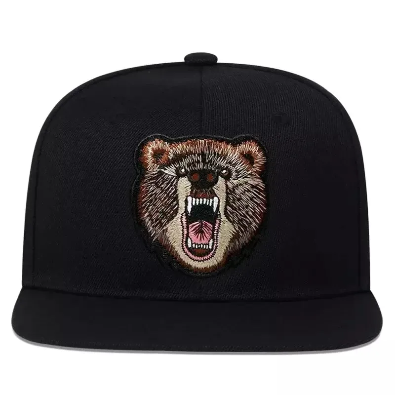 Roaring Bear Black Snapback Cap