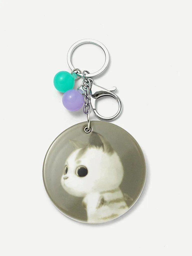 Round Cat Keychain