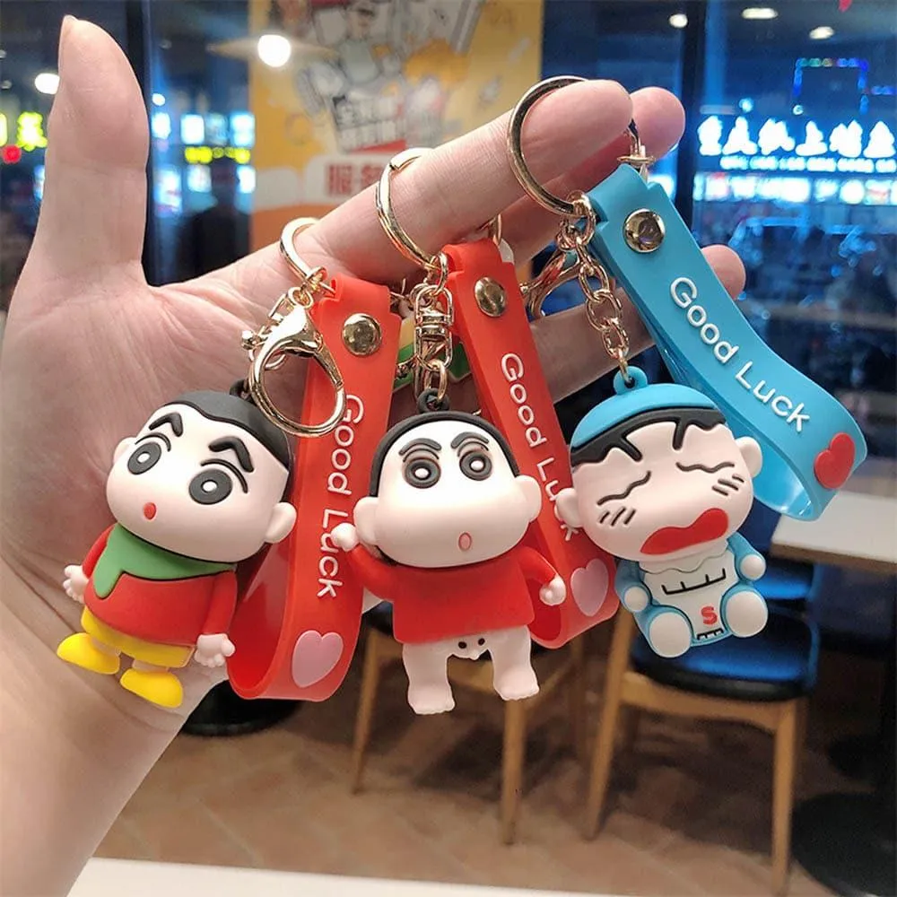 Shinchan Silicon Keychain with Bagcharm and Strap (Choose From Dropdown)