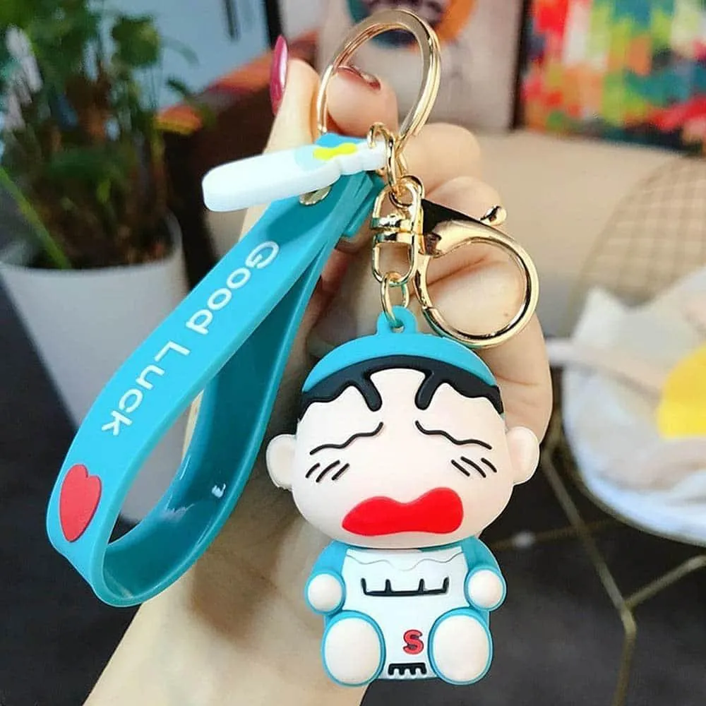 Shinchan Silicon Keychain with Bagcharm and Strap (Choose From Dropdown)