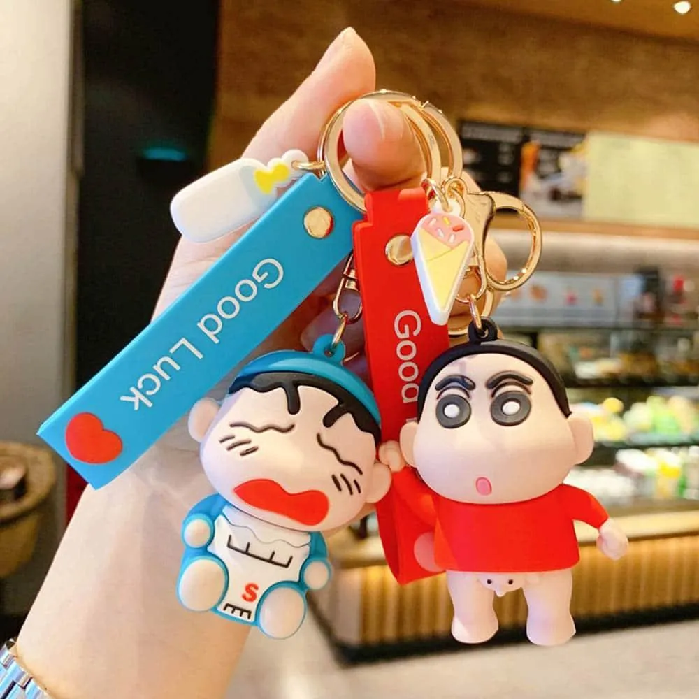 Shinchan Silicon Keychain with Bagcharm and Strap (Choose From Dropdown)