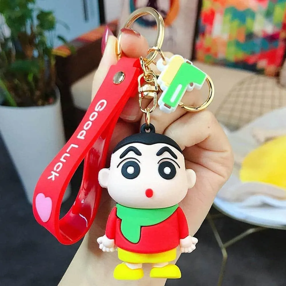 Shinchan Silicon Keychain with Bagcharm and Strap (Choose From Dropdown)