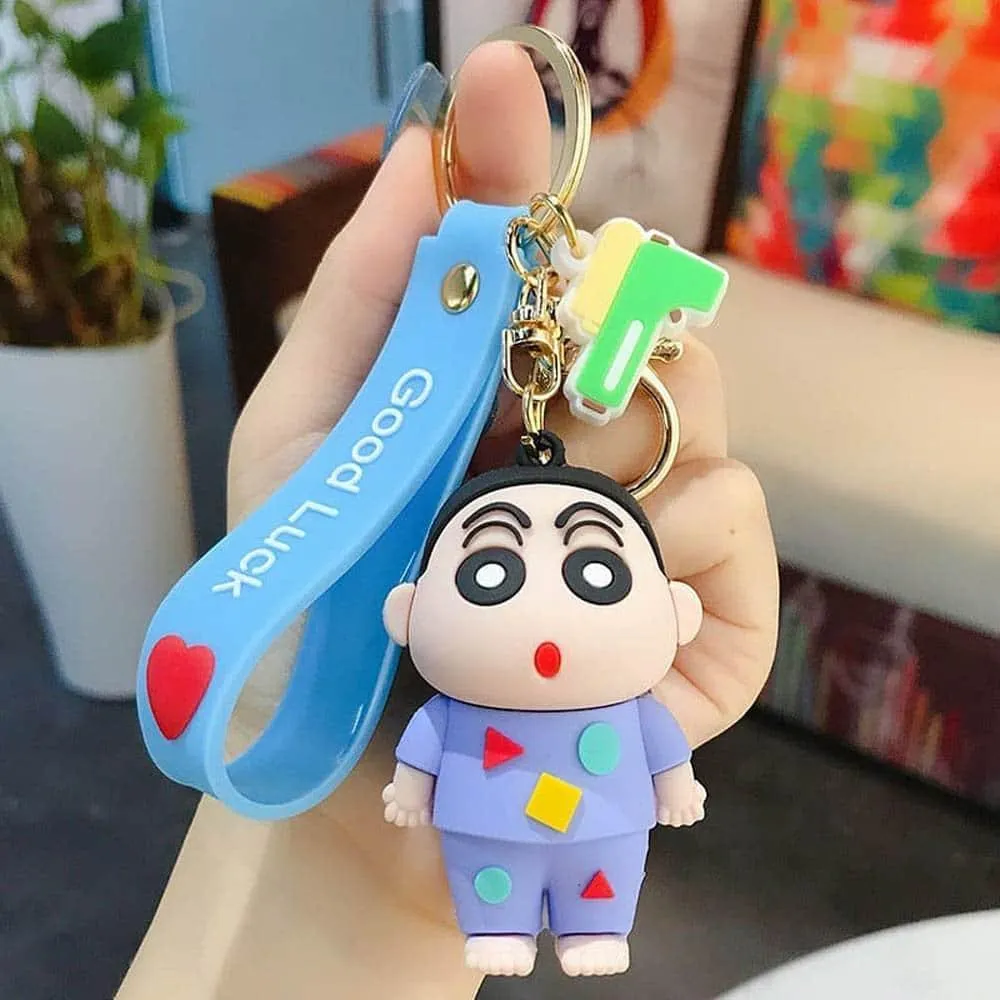 Shinchan Silicon Keychain with Bagcharm and Strap (Choose From Dropdown)