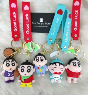 Shinchan Silicon Keychain with Bagcharm and Strap (Choose From Dropdown)