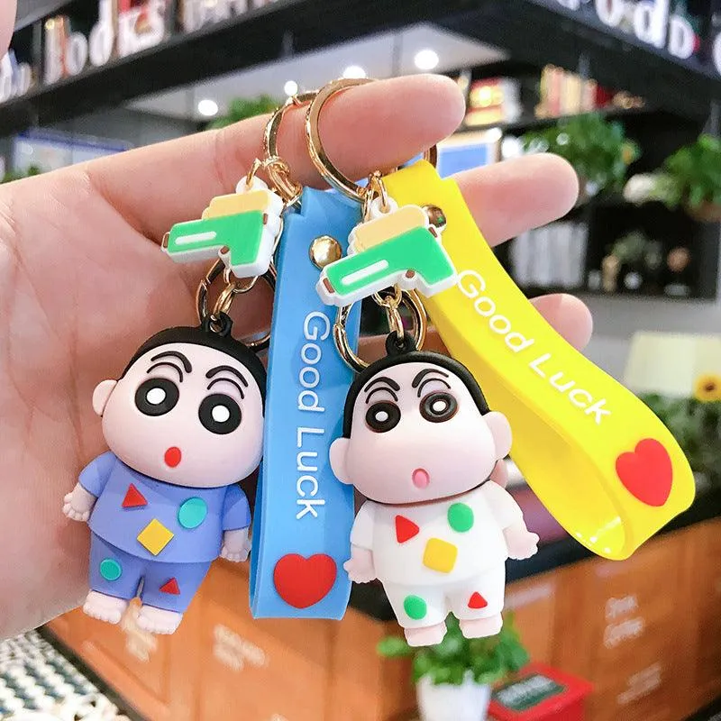 Shinchan Silicon Keychain with Bagcharm and Strap (Choose From Dropdown)