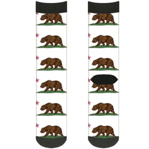 Sock Pair - Polyester - Cali Bear White - CREW