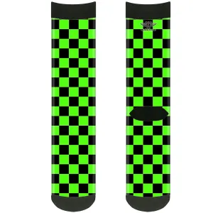 Sock Pair - Polyester - Checker Black/Neon Green - CREW