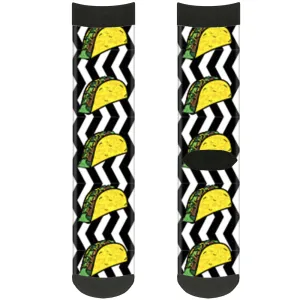 Sock Pair - Polyester - Taco Chevron Black White - CREW