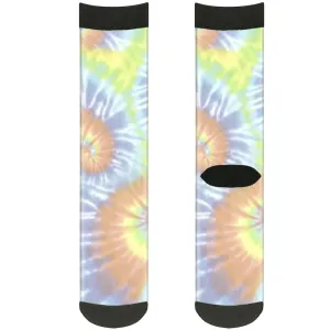 Sock Pair - Polyester - Tie Dye Swirl Pastel Multi Color - CREW