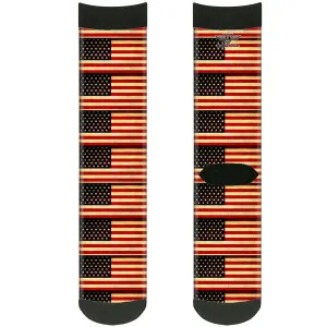 Sock Pair - Polyester - Vintage US Flag Repeat - CREW