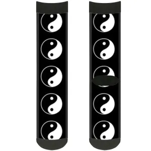 Sock Pair - Polyester - Yin Yang Symbol Black White - CREW