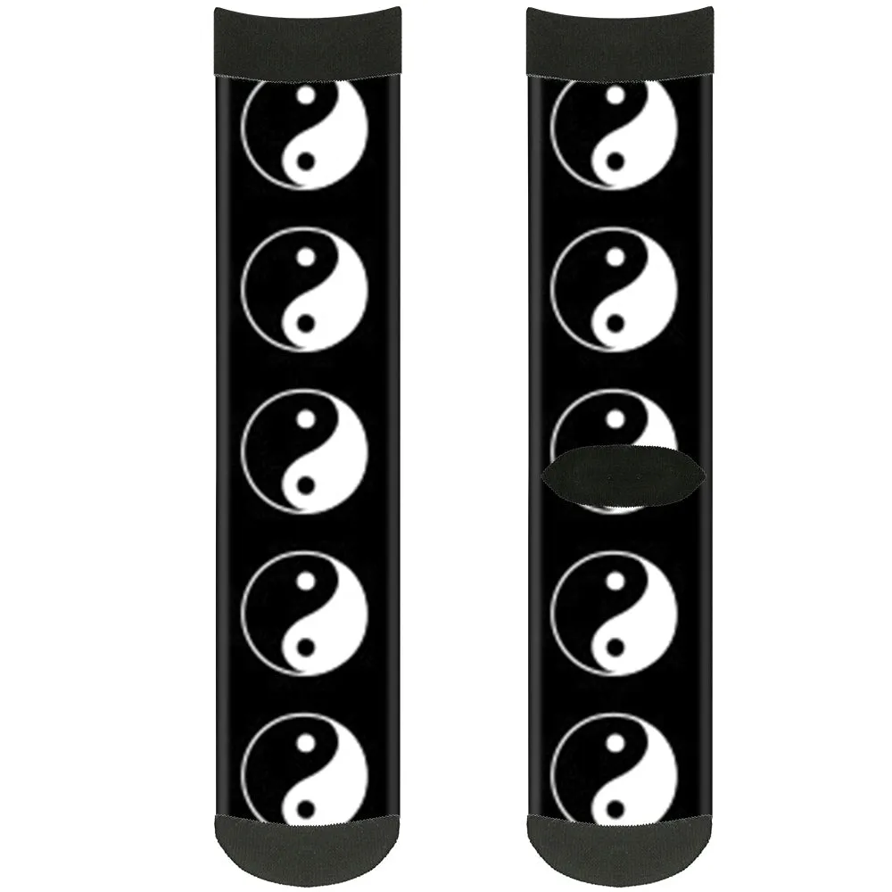 Sock Pair - Polyester - Yin Yang Symbol Black White - CREW