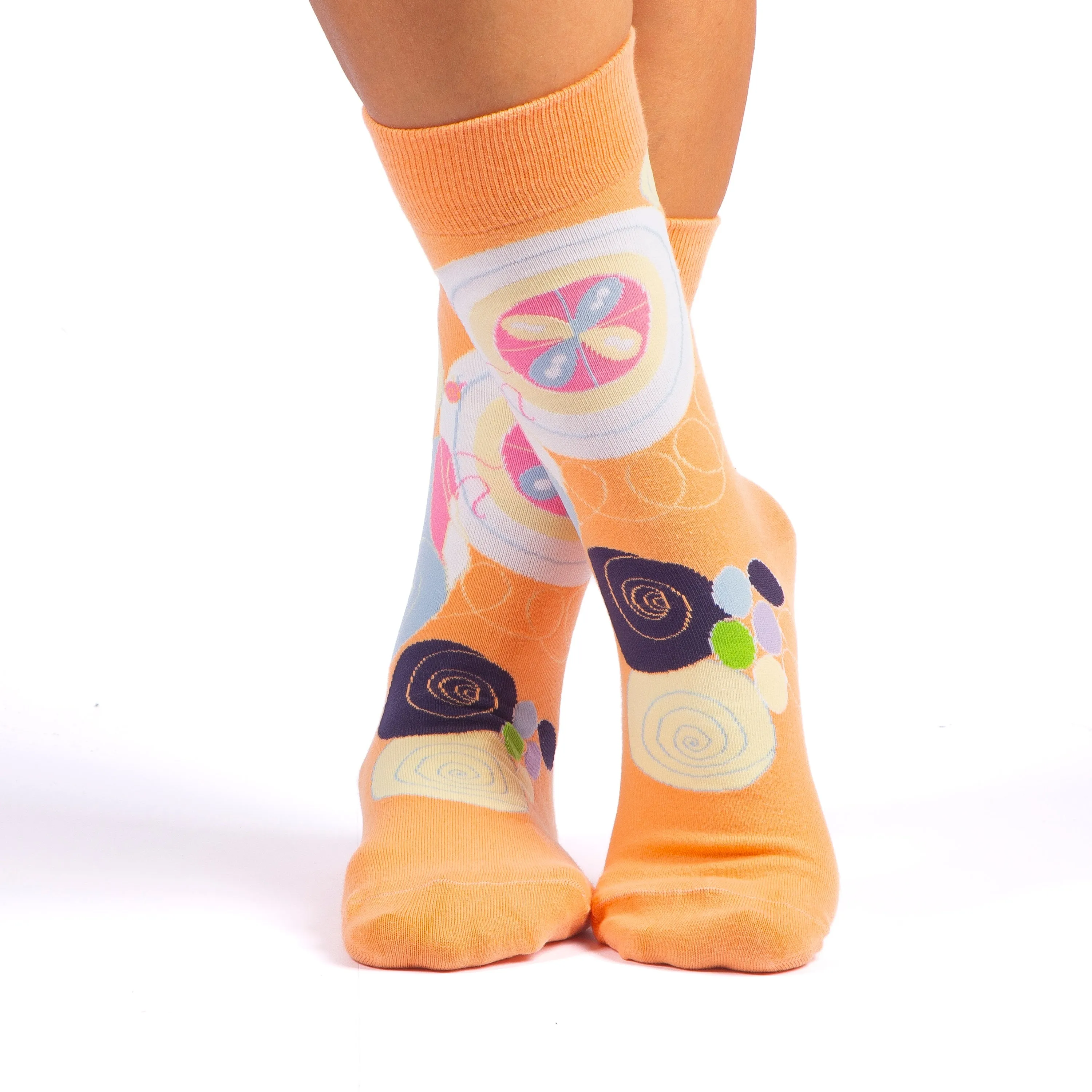 Soft Cotton Pastel Socks, Circle Designs Cool Socks Gift for Friends Birthday Christmas Gift Ankle Cozy Socks for Sister New Year Gift Socks