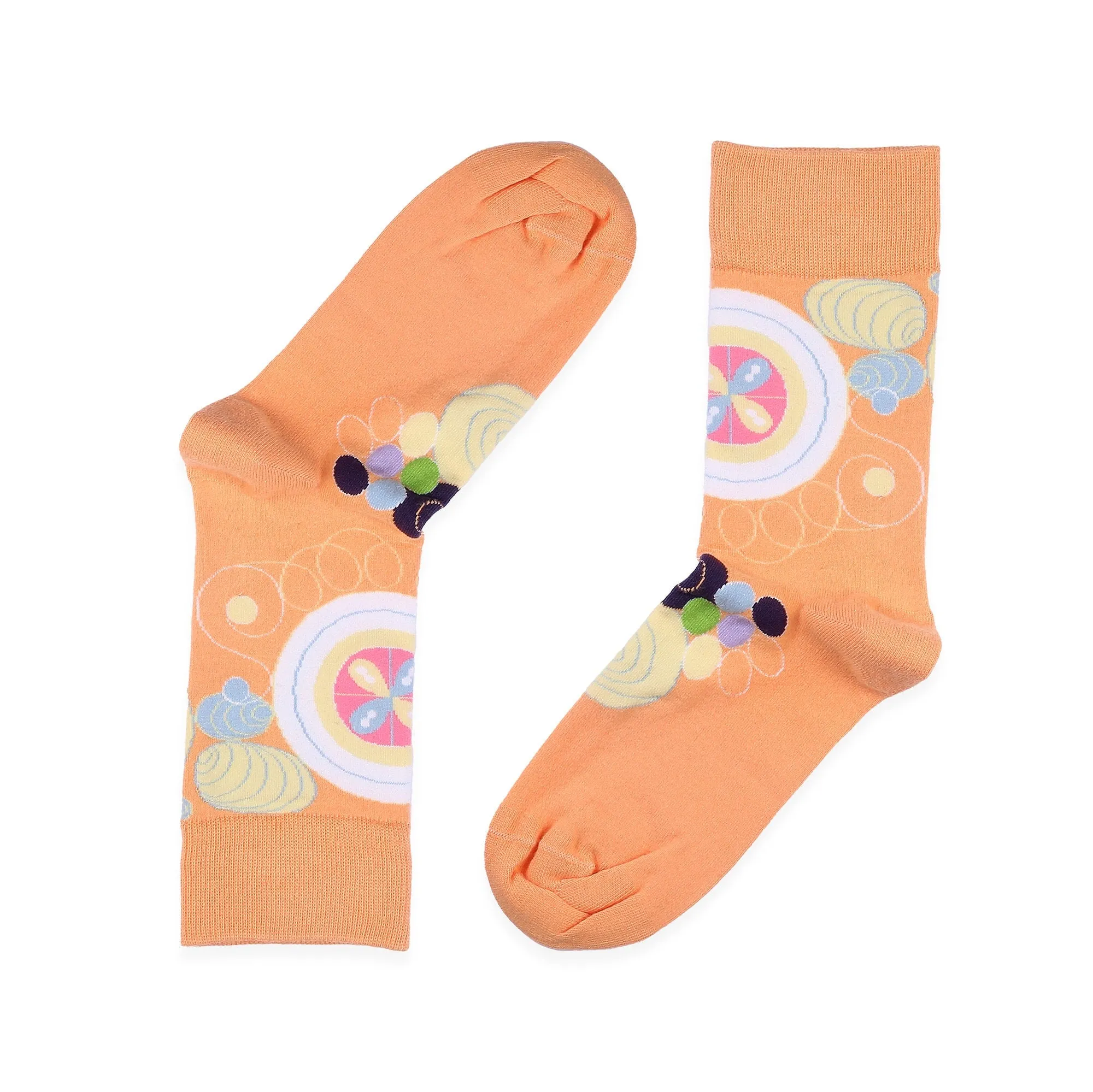 Soft Cotton Pastel Socks, Circle Designs Cool Socks Gift for Friends Birthday Christmas Gift Ankle Cozy Socks for Sister New Year Gift Socks