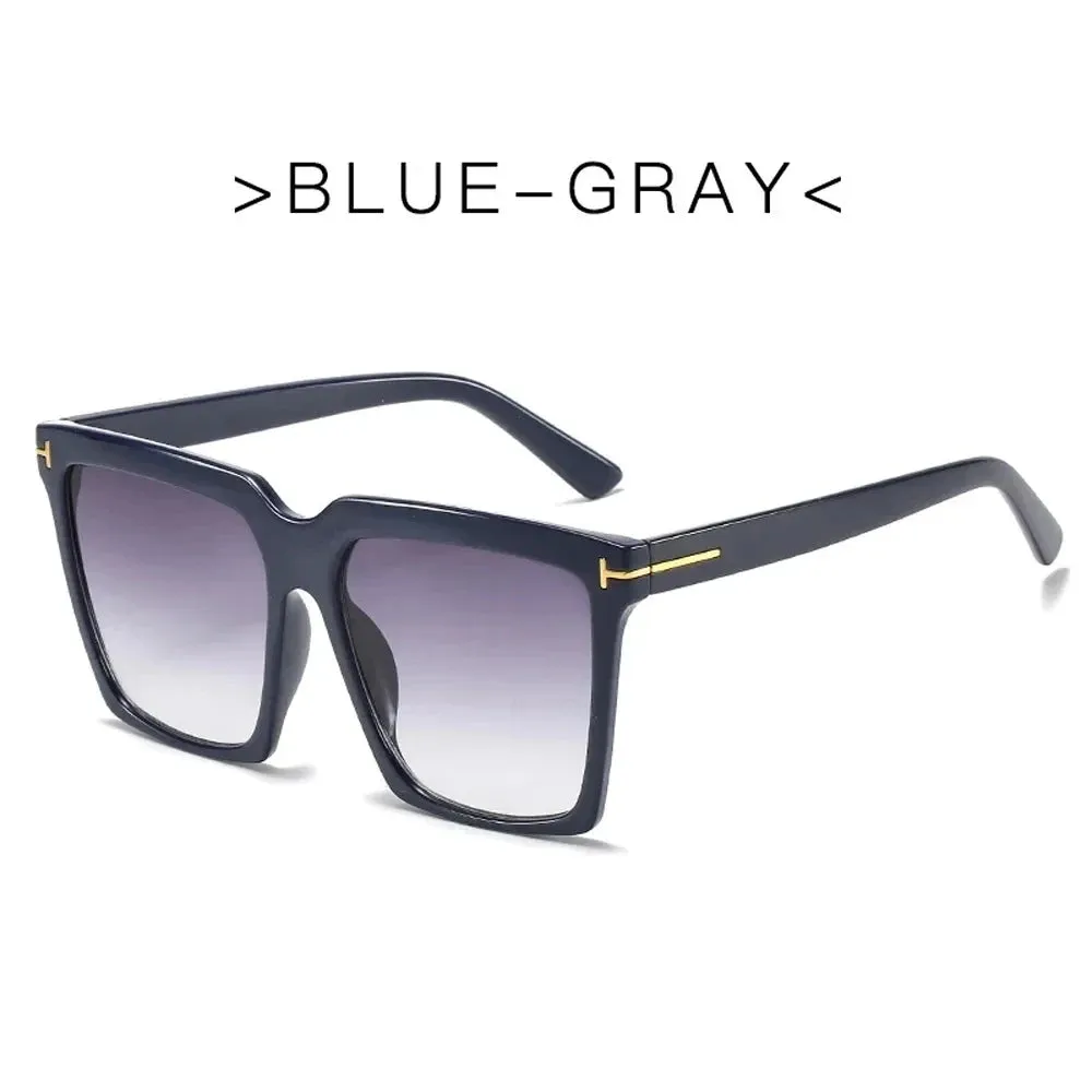 Square Sunglasses Women Vintage Oversize UV400 Black Gradient