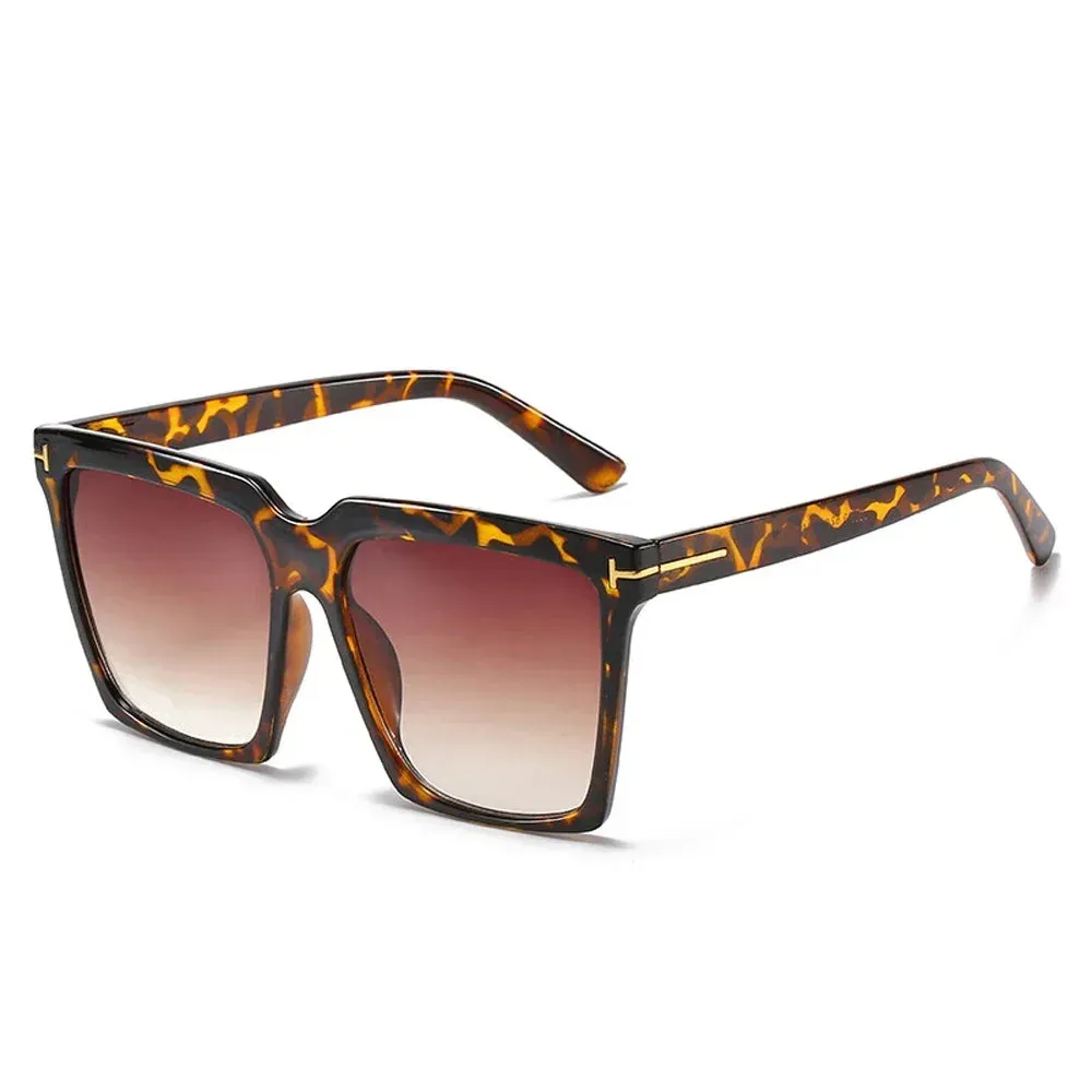 Square Sunglasses Women Vintage Oversize UV400 Black Gradient