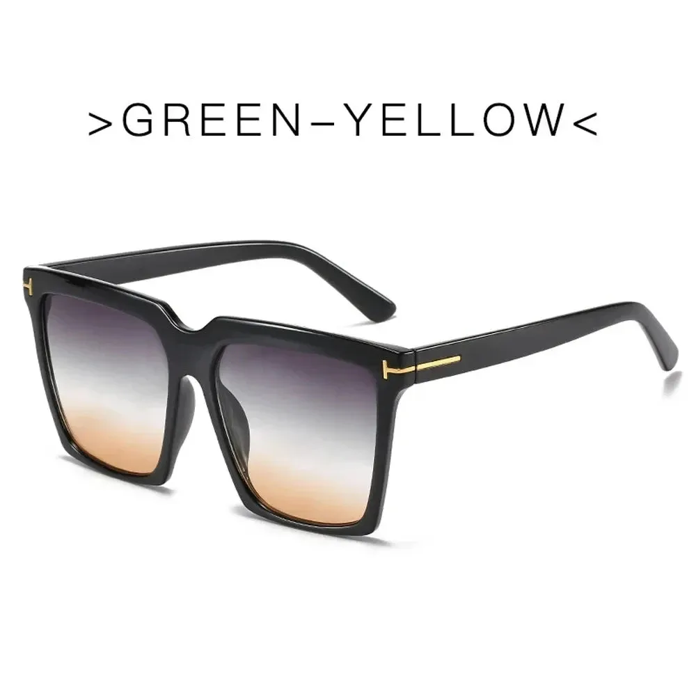 Square Sunglasses Women Vintage Oversize UV400 Black Gradient