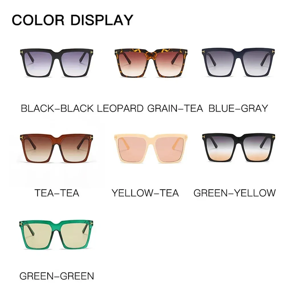 Square Sunglasses Women Vintage Oversize UV400 Black Gradient