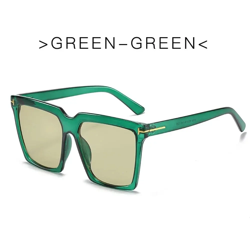 Square Sunglasses Women Vintage Oversize UV400 Black Gradient