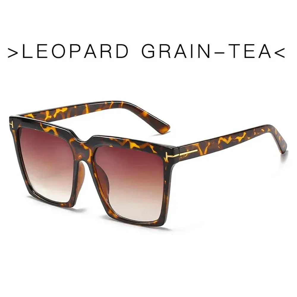 Square Sunglasses Women Vintage Oversize UV400 Black Gradient