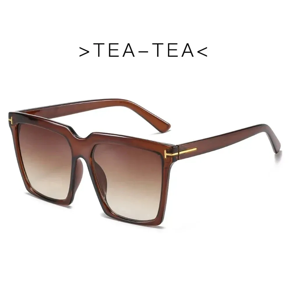 Square Sunglasses Women Vintage Oversize UV400 Black Gradient