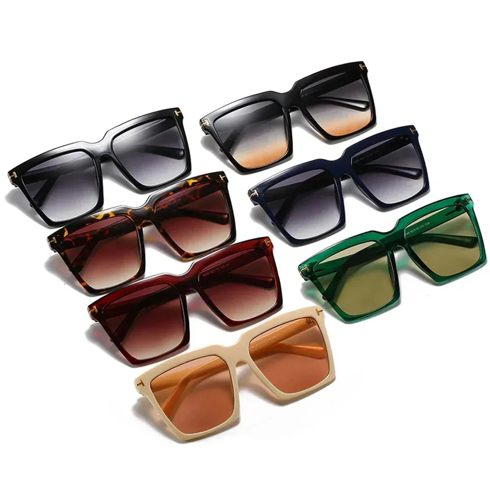 Square Sunglasses Women Vintage Oversize UV400 Black Gradient