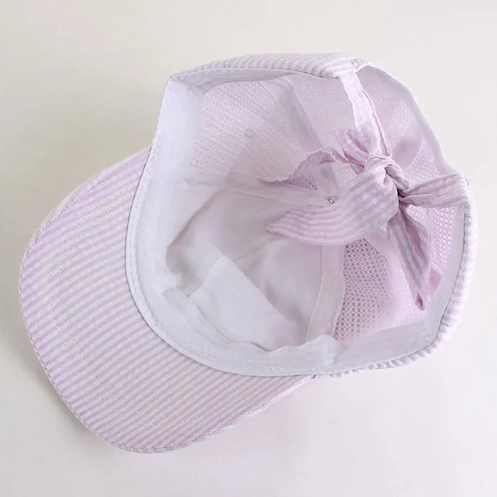 SR913 Monogrammable Seersucker Cap  with Bow Tie Back