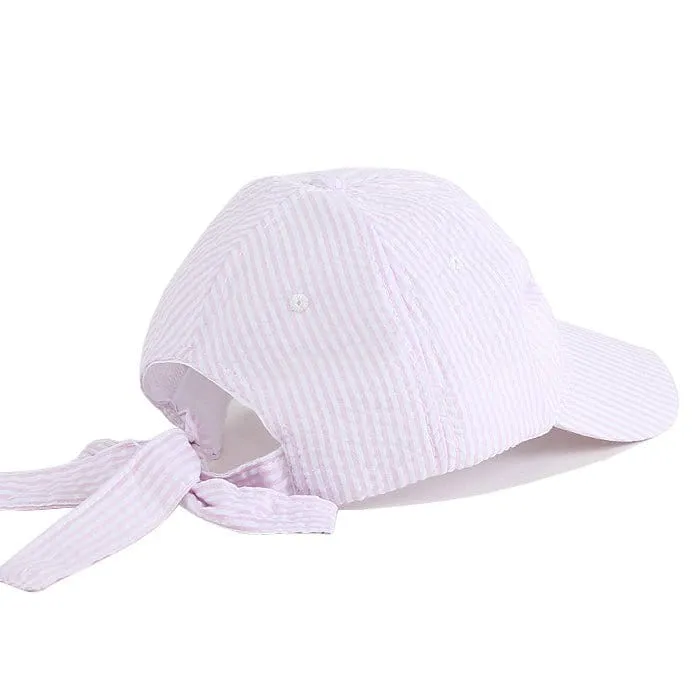 SR913 Monogrammable Seersucker Cap  with Bow Tie Back