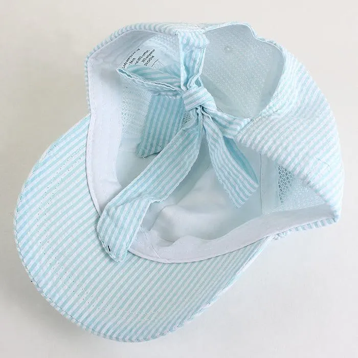 SR913 Monogrammable Seersucker Cap  with Bow Tie Back