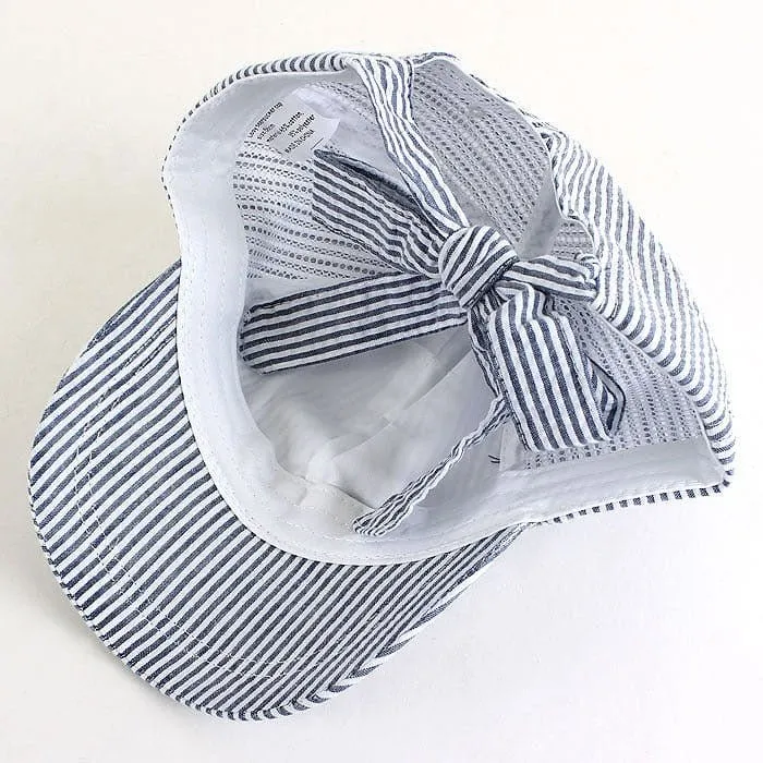 SR913 Monogrammable Seersucker Cap  with Bow Tie Back