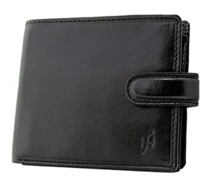 Starhide Essentials RFID Blocking Genuine Leather Billfold Wallets for Men with Zip Coin Pocket Gift Box 1100 (Black)