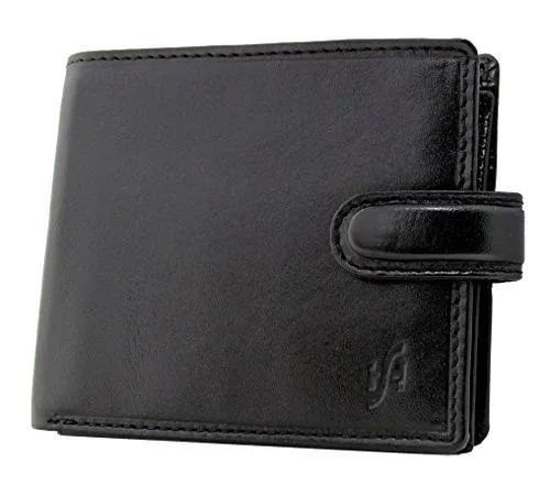 Starhide Essentials RFID Blocking Genuine Leather Billfold Wallets for Men with Zip Coin Pocket Gift Box 1100 (Black)