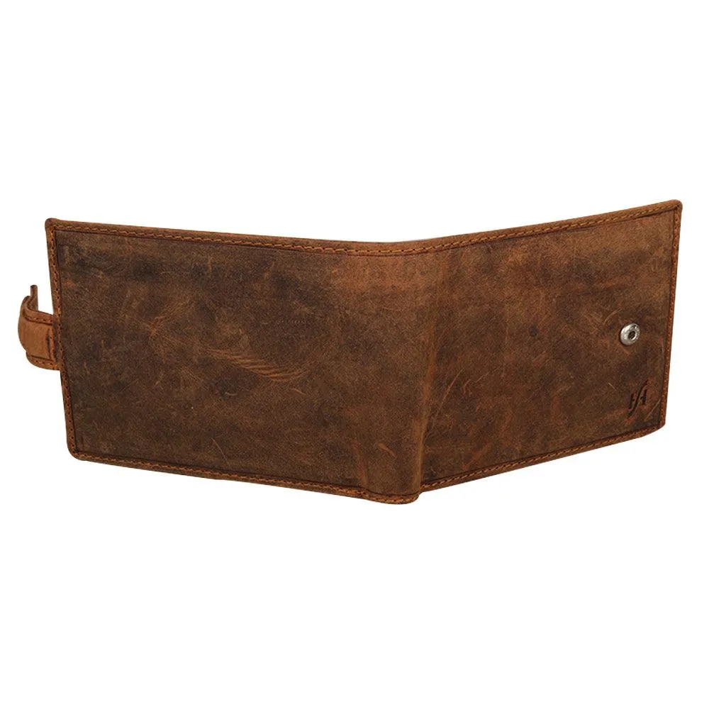 StarHide Mens RFID Protected Disressed Hunter Leather Wallet 1100 (Brown)
