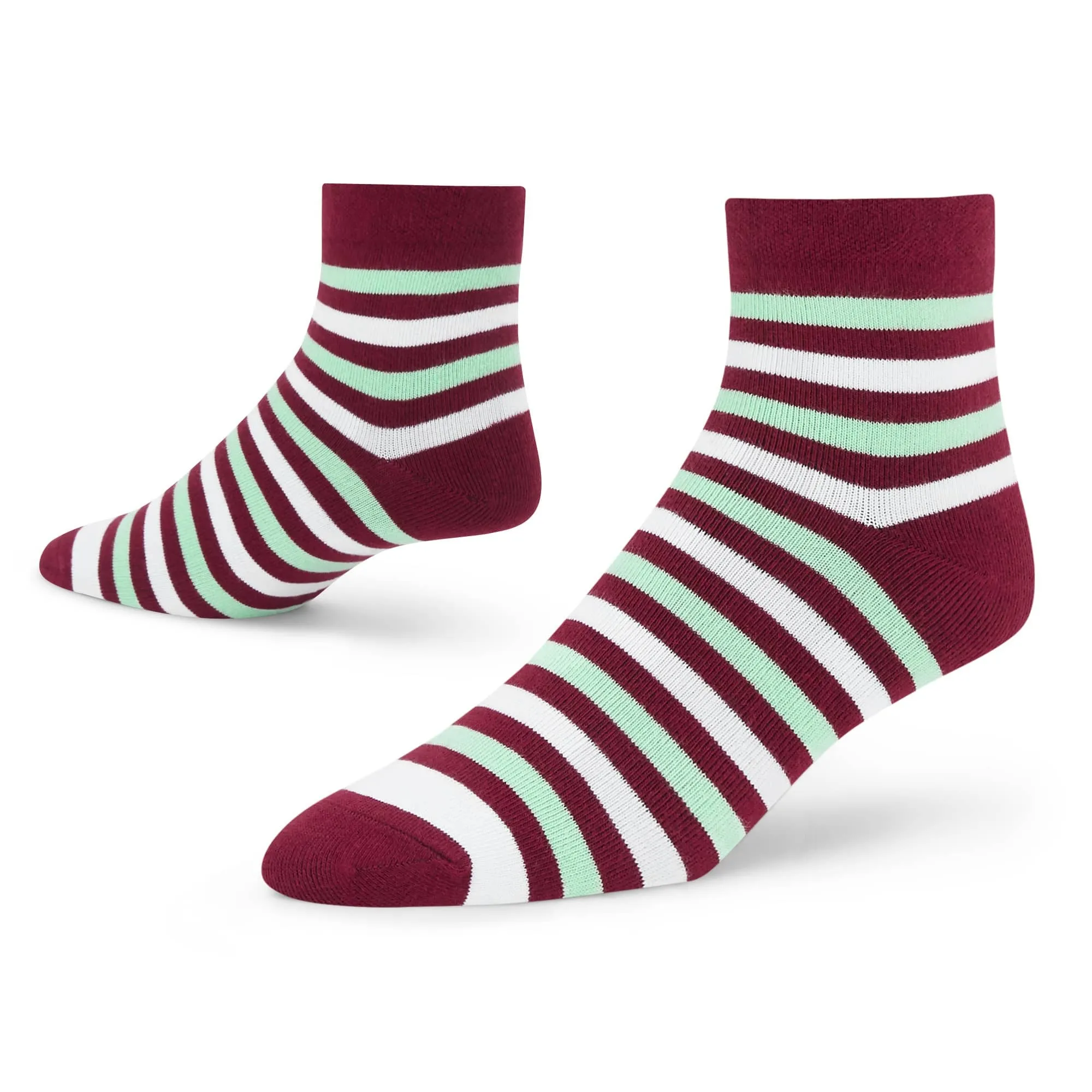 Striped Cotton Ankle Socks - 4 Pairs for Classic Charm