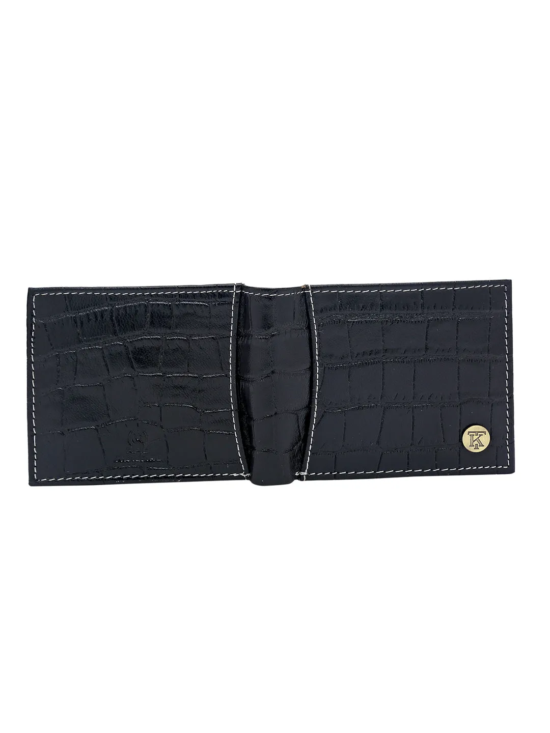 Teakwood Unisex Genuine Leather Brown Bi Fold RFID Solid Wallet with stitch embroidery